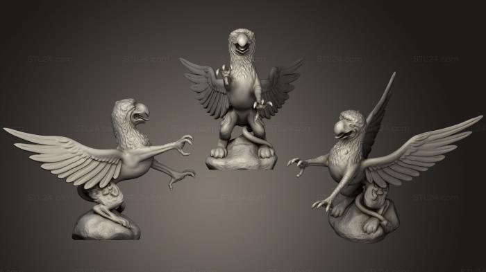 Статуэтки грифоны и драконы (Грифон на камне, STKG_0147) 3D модель для ЧПУ станка
